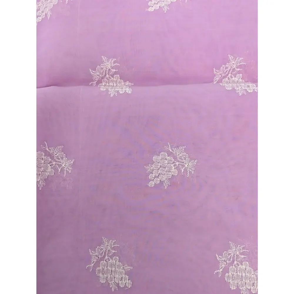 Purple Embroidered Grape Fabric Sheer Lavender Organza Material 34